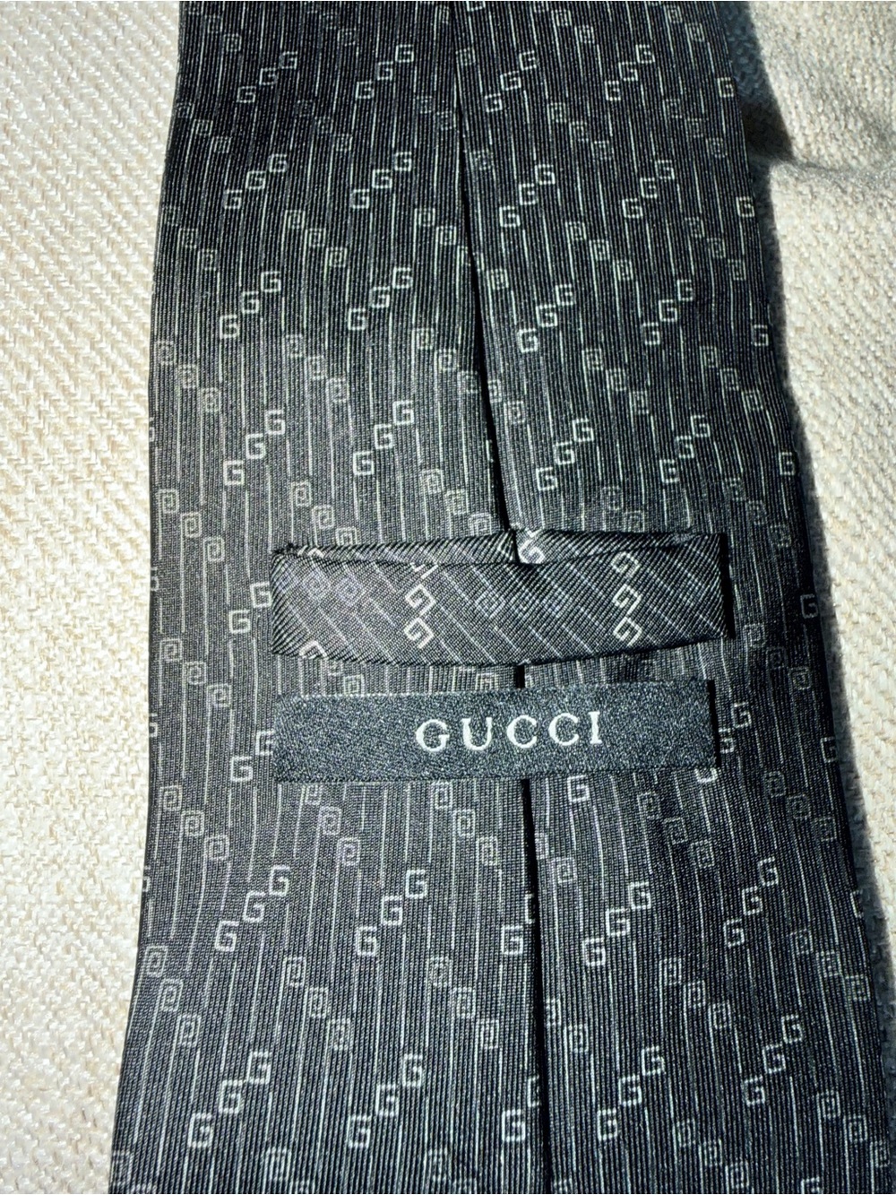 Gucci Black Monogram Men's Tie Authentic
